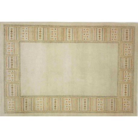100% wełniany oryginalny dywan Gabbeh Loribaft patchwork 140x200cm Indie, gruby, mięsisty, unikat, beżowy