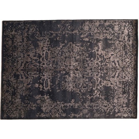 Wełna + jedwab ręcznie tkany dywan Nepal Exclusive Vintage czarny 180x250cm nowoczesny contemporary