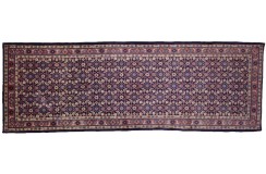 Unikat granatowy oryginalny perski dywan Saruk herati ok 110x320cm 100% wełna, Iran