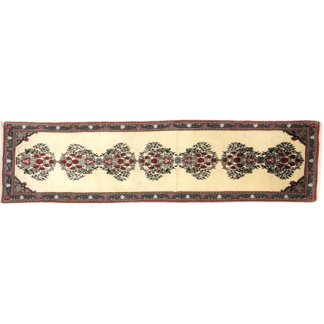 Perski luksusowy dywan chodnik KOM  (GHOM) ręczne tkany 80x300cm 100% wełna kwiatowy beżowy - jasny