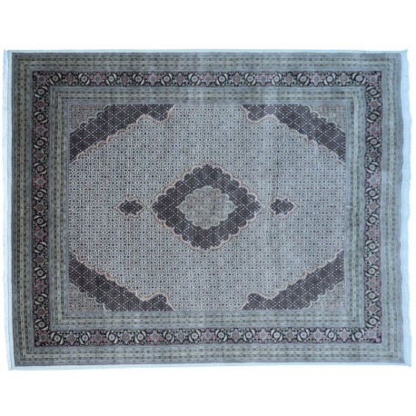 Dywan luksusowy Tabriz Mahi z naturalnej wełny i jedwabiu klasyczny ok 250x300cm Indie ręcznie tkany klasyczny czarny, beżowy