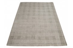 Wełna i wiskoza gruby dywan handloom z indii szary, beżowy 170x240cm