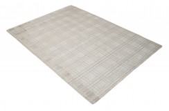 Wełna i wiskoza gruby dywan handloom z indii szary, beżowy 170x240cm