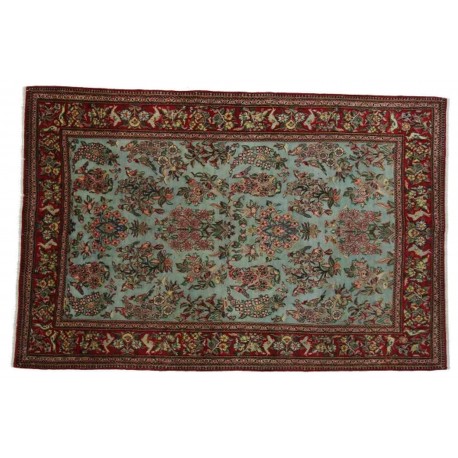 Perski luksusowy dywan KOM (GHOM) ręczne tkany 170x250cm 100% wełna kwatowy turkusowy