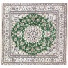 Kwadrtowy zielony dywan Nain gęsto ręcznie tkany z Iranu wełna + jedwab ok 200x200cm