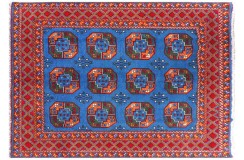 Afgan Buchara Akcza niebieski oryginalny 100% wełniany dywan z Afganistanu ok 200x300cm ręcznie tkany