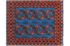 Afgański iebieski ręcznie tkany oryginalny 100% wełniany dywan Buchara 150x200cm ręcznie tkany