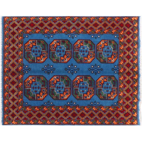 Afgański iebieski ręcznie tkany oryginalny 100% wełniany dywan Buchara 150x200cm ręcznie tkany