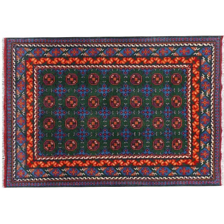 Afgański zielony ręcznie tkany oryginalny 100% wełniany dywan Buchara 120x180cm