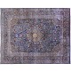 Dywan Kaszmar ogromny 290x380cm 100% wełna kork z Iranu pałacowy kobierzec w kwiatowe ornamenty granatowo-złoty