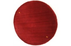 Gładki 100% wełniany dywan Gabbeh Handloom okrągły czerwony 200x200cm etniczne wzory