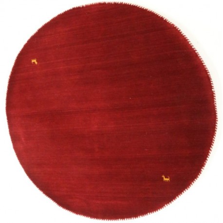 Gładki 100% wełniany dywan Gabbeh Handloom okrągły czerwony 200x200cm etniczne wzory
