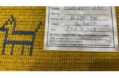 Gładki 100% wełniany dywan Gabbeh Lori złoty etniczne wzory 1,2x1,8m 