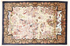 KOM - motywy zoomorficzne piękny perski dywan (GHOM) 100% jedwab wytworzony Iran oryginalny 150x230cm milion wiązań
