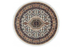 100% Wełniany ręcznie tkany dywan Royal Bijar Elegance Rug 256 cream Indo - Bidjar z Indii okrągły 200x200cm orientalny brązowy
