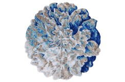 Niereguralny okrągły dywan Colorful Blossom Rug BR-22 blue, 100% wełna, ręcznie wykonany