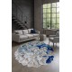 Niereguralny okrągły dywan Colorful Blossom Rug BR-22 blue, 100% wełna, ręcznie wykonany