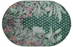 Designerski owalny dywan Optimistic Jungle Whisper JW-023 green, 100% wełna, ręcznie taftowany, gruby