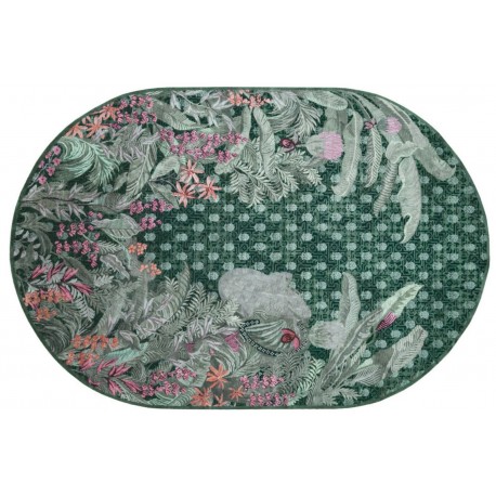 Designerski owalny dywan Optimistic Jungle Whisper JW-023 green, 100% wełna, ręcznie taftowany, gruby