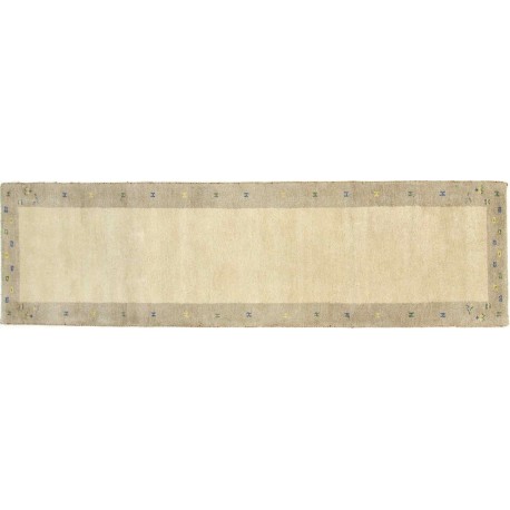 Beżowy chodnik prosty gruby dywan gabbeh 80x300cm wełna argentyńska