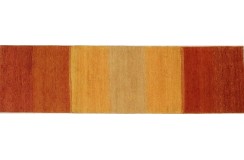 Pomarańczowy chodnik w pasy gruby dywan gabbeh 80x300cm wełna argentyńska