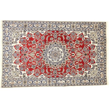 Czerwony dywan nain gęsto ręcznie tkany z Iranu wełna + jedwab ok 120x200cm królewski