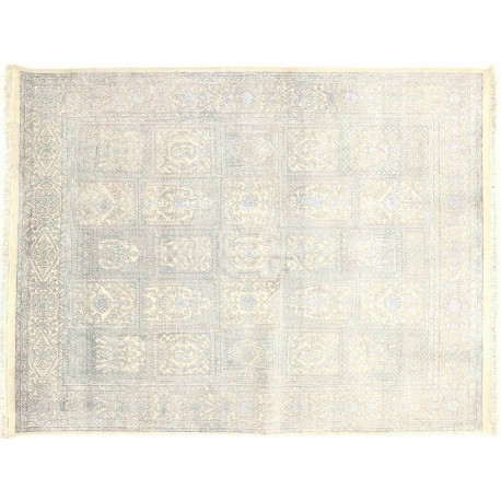 Dywan luksusowy Tabriz w kwatery z naturalnej wełny i jedwabiu klasyczny ok 190x240cm Indie ręcznie tkany unikat beżowy jasny