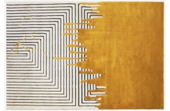 Designeski ręcznie wykonany dywan Abstract Art Melted Gold MG-341 gold, 100% wełna, loftowy