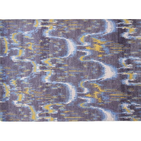 Ręcznie tkany dywan Modern z Indii 100% wełna 170x240cm wzór abstrakcyjny vintage bakłażanowy