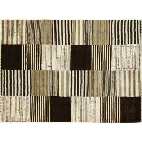 Brązowy, beżowy ekskluzywny dywan Gabbeh Loribaft Loom Indie 200x300cm 100% wełniany