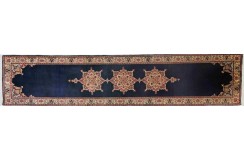 Rzadkość ciemny oryginalny dywan Kashan (Keszan) z Iranu wełna chodnik perski ok 80x370cm