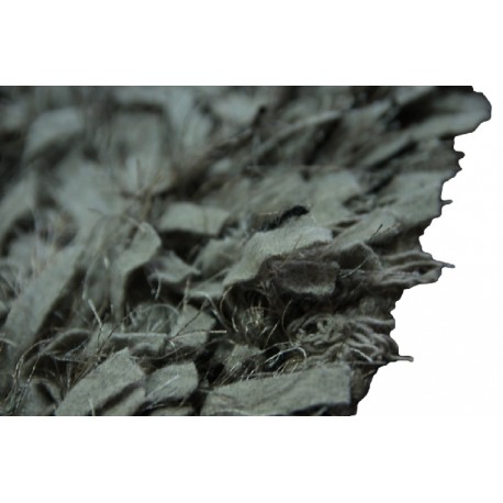 Wełna filcowana i poliester - niesamowity dywan shaggy ręcznie tkany z Indii szary