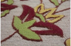 Wzorzysty wełniany indyjski dywan beż i kwiaty 160x230
