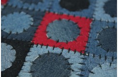 Jeansowy nowoczesny patchwork koła i kwadraty 160x230 Indie