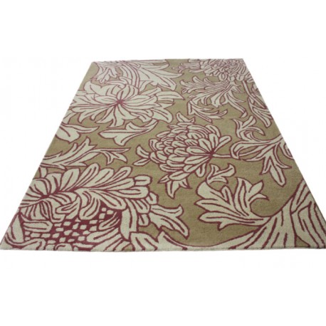 Stonowany kwiatowy designerski dywan 100% wełniany Morris & Co Chrysanthemum 27005 Beige 170x240cm wysoka jakość promocja