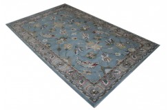 Jasnoniebieski elegancki kwiatowy dywan z Indii 100% wełna owcza 155x245cm