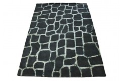 Grafitowy piękny nowoczesny dywan wełniany z jedwabnymi wstawkami 160x230cm