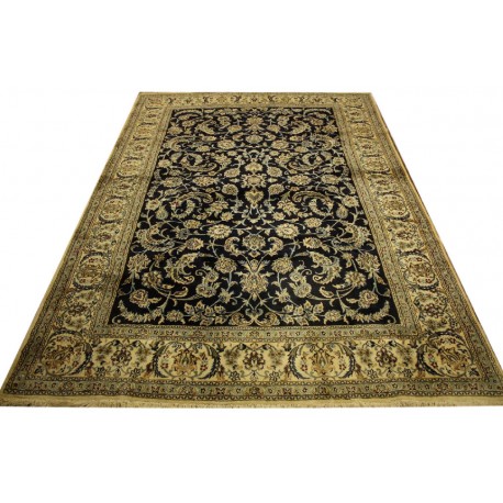 Nain 12la Kashmar gęsto ręcznie tkany dywan z Iranu wełna + jedwab ok 250x350cm granatowy majestatyczny
