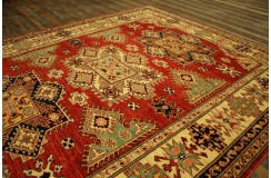 Królewska czerwień dywan Kazak tkany ręcznie przez Nomadów 170x220cm