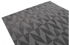 Antracyt/szary tani dywan wełniany z Indii wielki 250x300cm dwupoziomowy ręcznie tkany