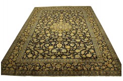 Wielki tradycyjny dywan Kashan (Keszan) z Iranu 100% wełna 311x418cm perski granatowy