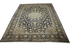 Wielki tradycyjny dywan Kashan (Keszan) z Iranu 100% wełna 300x400cm perski granatowy wart 28 980zł