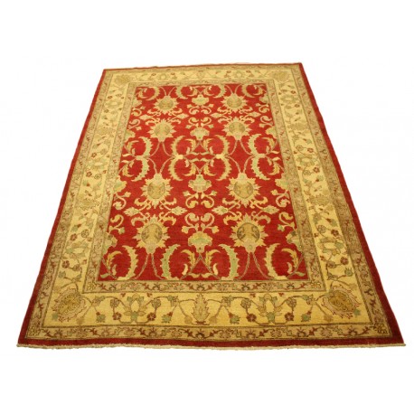 Dwukolorowy czerwony oryginalny ręcznie tkany dywan Ziegler Farahan z paksitanu 100% wełna ok 190x260cm ekskluzywny