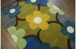 100% wełna gruby dywan z Indii 150x240cm kolorowy design