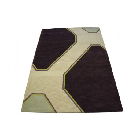Nowoczesny wełniany dywan Lines z Indii ręcznie taftowany 150x240cm kolorowy geometryczny abstrakcyjny