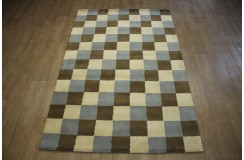 100% wełna gruby dywan z Indii 150x240cm kolorowy design kwadraty