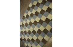 100% wełna gruby dywan z Indii 150x240cm kolorowy design kwadraty