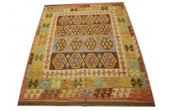 Kaudani ETNICZNY dywan kilim z Afganistanu 100% wełna VINTAGE 150x200cm pastelowe kolory