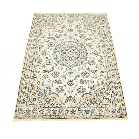 Nain 9la Habibian gęsto ręcznie tkany dywan z Iranu wełna + jedwab 97x145cm beżowy