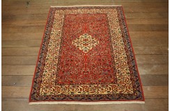 Etniczny wełniany dywan afgański 120x150cm gęsty antyk czerwony klasyk